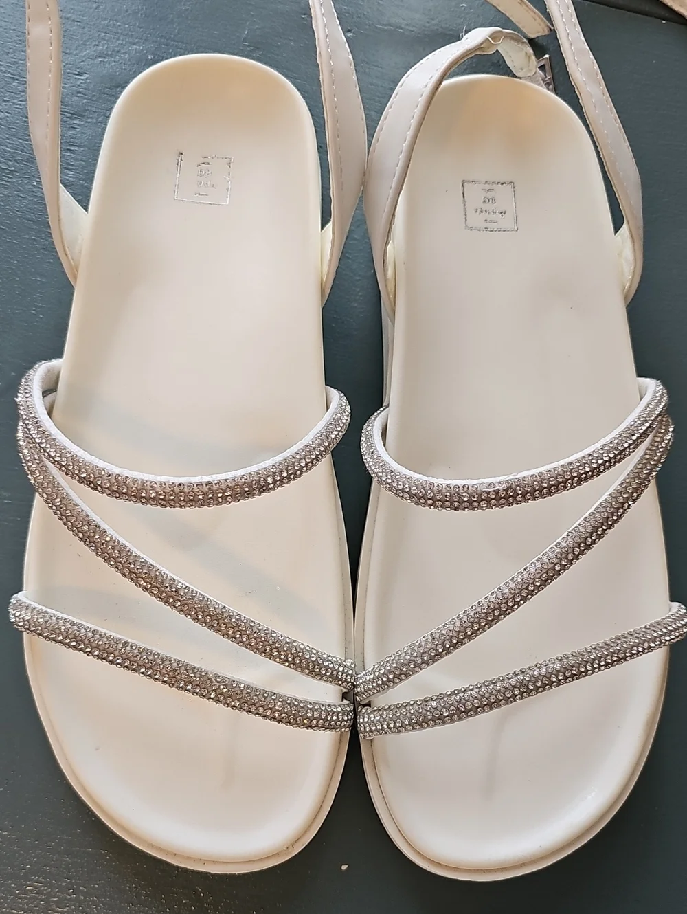 Abound Pixie25 Rhinestone Platform Slingback Sandals Womens Size 6 White Glam